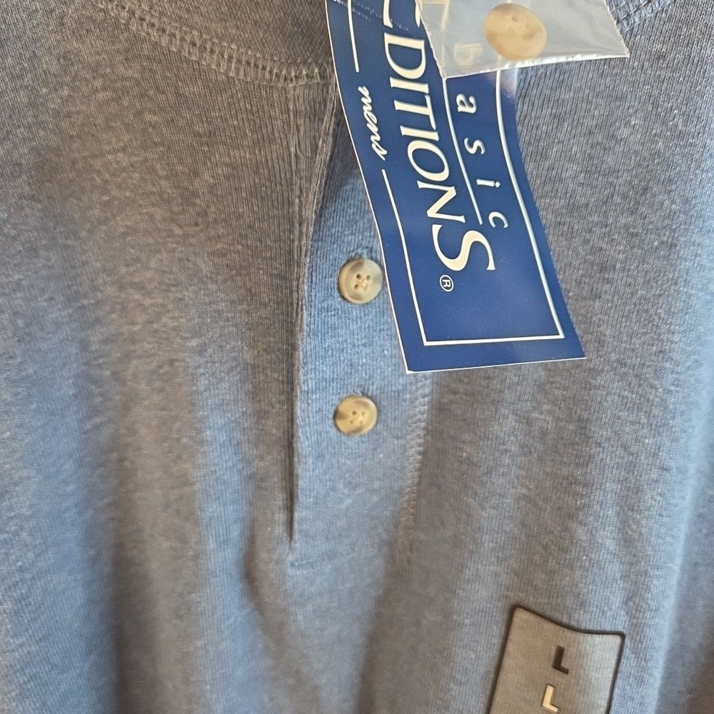 Basic Editions Tshirt Mens L Short Sleeve Blue Pullover With Pocket New - Picture 5 of 5
